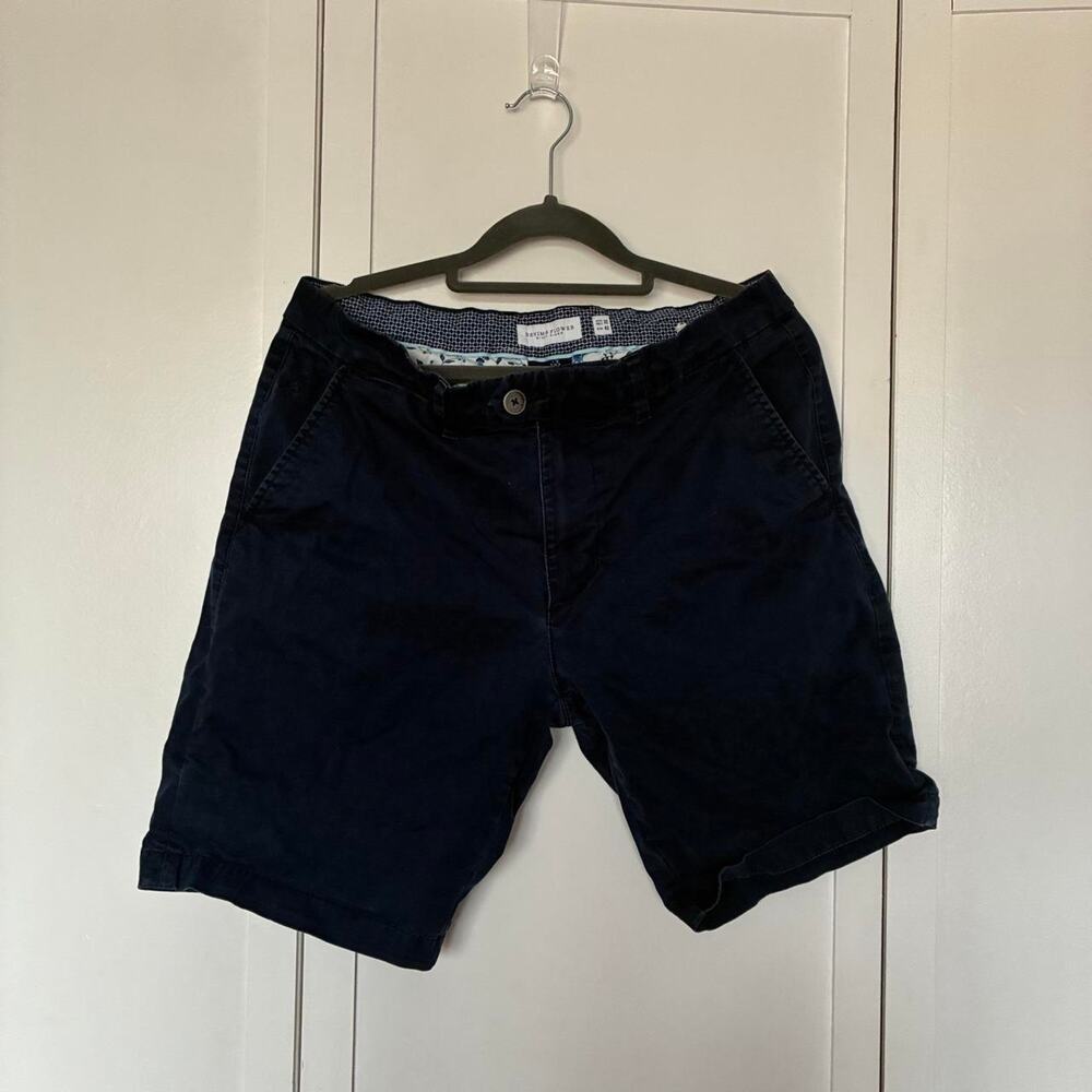 Denim flower navy blue shorts